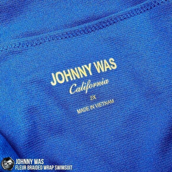 JOHNNY WAS FLEUR BRAIDED WRAP ONE PIECE SWIMSUIT IN FLORAL BLUE PLUS SIZE 2X NEW - Picture 13 of 15